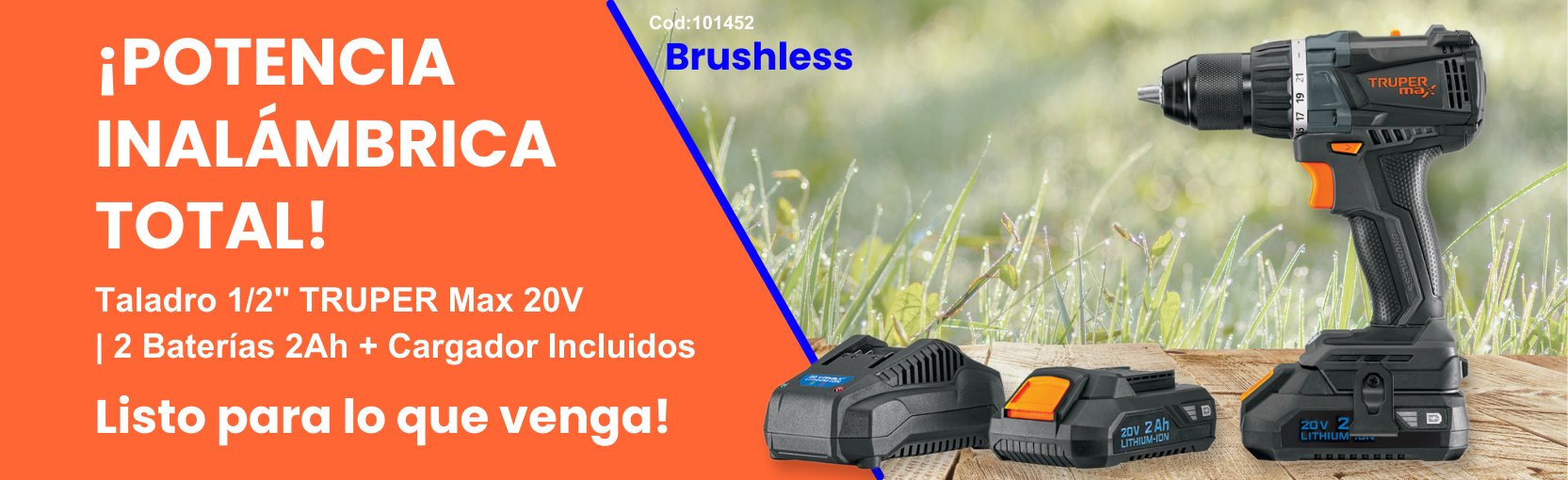 Barreno Inalámbrico Truper Brushless